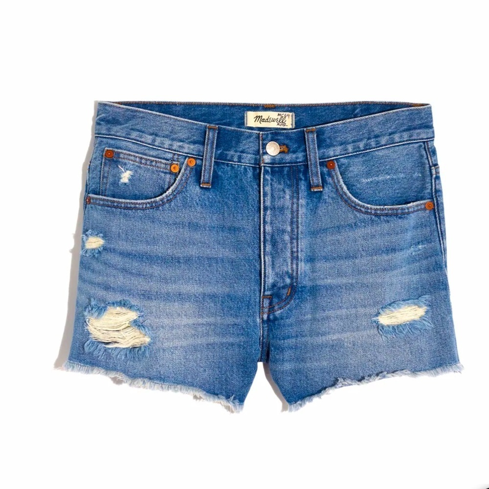 Madewell Relaxed Denim Shorts in Homecrest Wash: Ripped Edition 26 10 - Picture 1 of 6